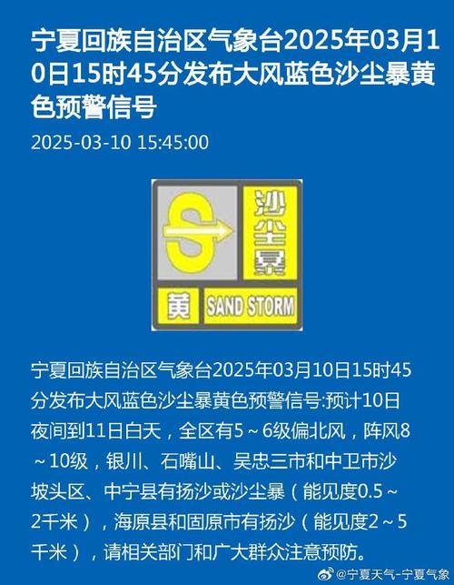 宁夏银川连续发布多条极端天气预警信息