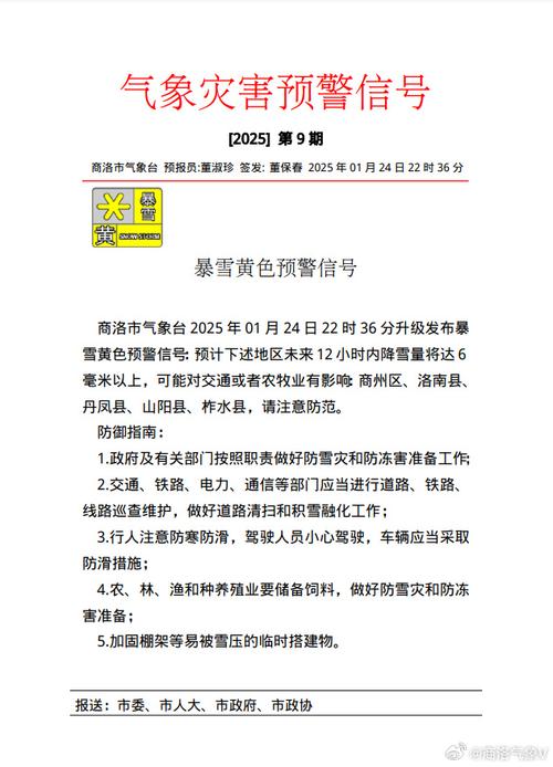 陕西省合阳县发布暴雪黄色预警